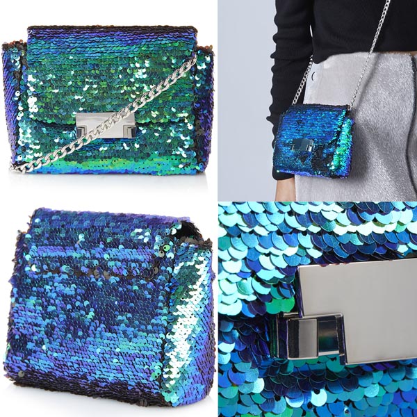 blue sequin bag